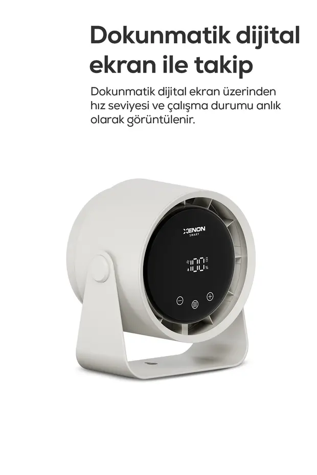 Taşınabilir Masaüstü Fanı | 100 Kademe Kontrol, Şarjlı, Dokunmatik Ekran, 2000mAh, USB-C (X6113)